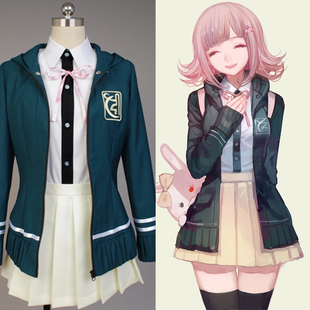 Высокое качество супер DanganRonpa 2 Chiaki Nanami костюмы для косплея куртка рубашка юбка индивидуальный заказ для женщин