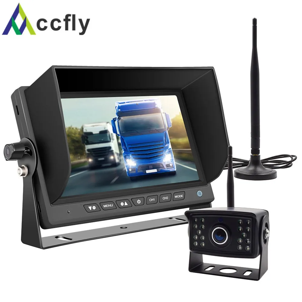 ACCFLY HD Wireless Backup Camera with 7 lcd Color Monitor Kit reverse