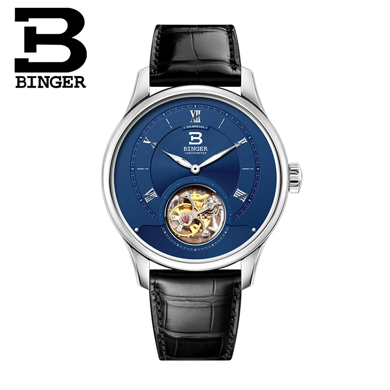 Брендовые простые мужские часы в римском стиле, деловые часы, высокое качество, Чайка, мужские механические часы, турбийон, с автоматическим заводом, наручные часы, Saphir - Цвет: Синий