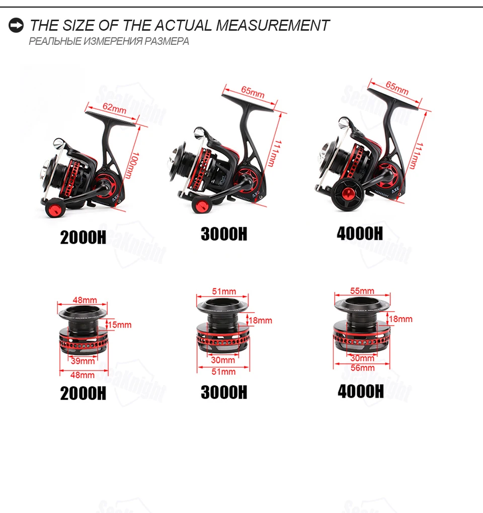 SeaKnight AXE 2000H 3000H 4000H спиннинговая катушка 6,2: 1 полностью металлический корпус водонепроницаемый дизайн Антикоррозийная настоящая Рыболовная катушка 10+ 1BB
