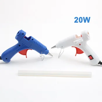 

20W EU/US Household Plug Industrial Hot Melt Glue Gun with 3pc 20cm Mini Guns Thermo Heat Temperature Tool Blue and white