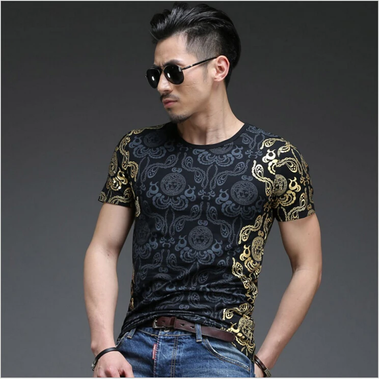 High Quality 2016 New Summer Men t shirt Chinese style The trend 3D Printing bronzing cotton