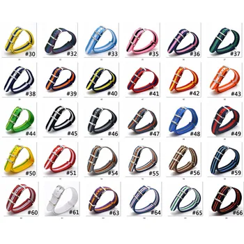 

2019 New style stripe Nato Strap 16mm Watchband Silver Buckle Army Military Nylon Watch Band Bracelet For Watch Bracelet 16 MM
