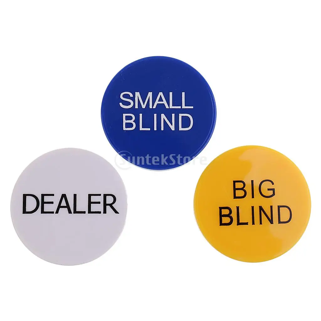 Durable Small Blind+Big Blind+Dealer Button Set for Party Casino Poker Card Game Props 5cm Pack of 3