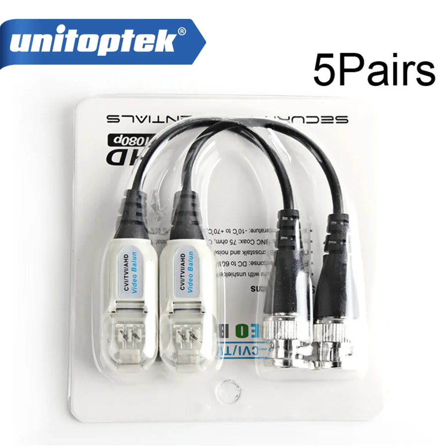 5 пар BNC для UTP CAT5/5e/6 видео baluntransceivers адаптер передатчик Поддержка 720 P/1080 P AHD/CVI/TVI