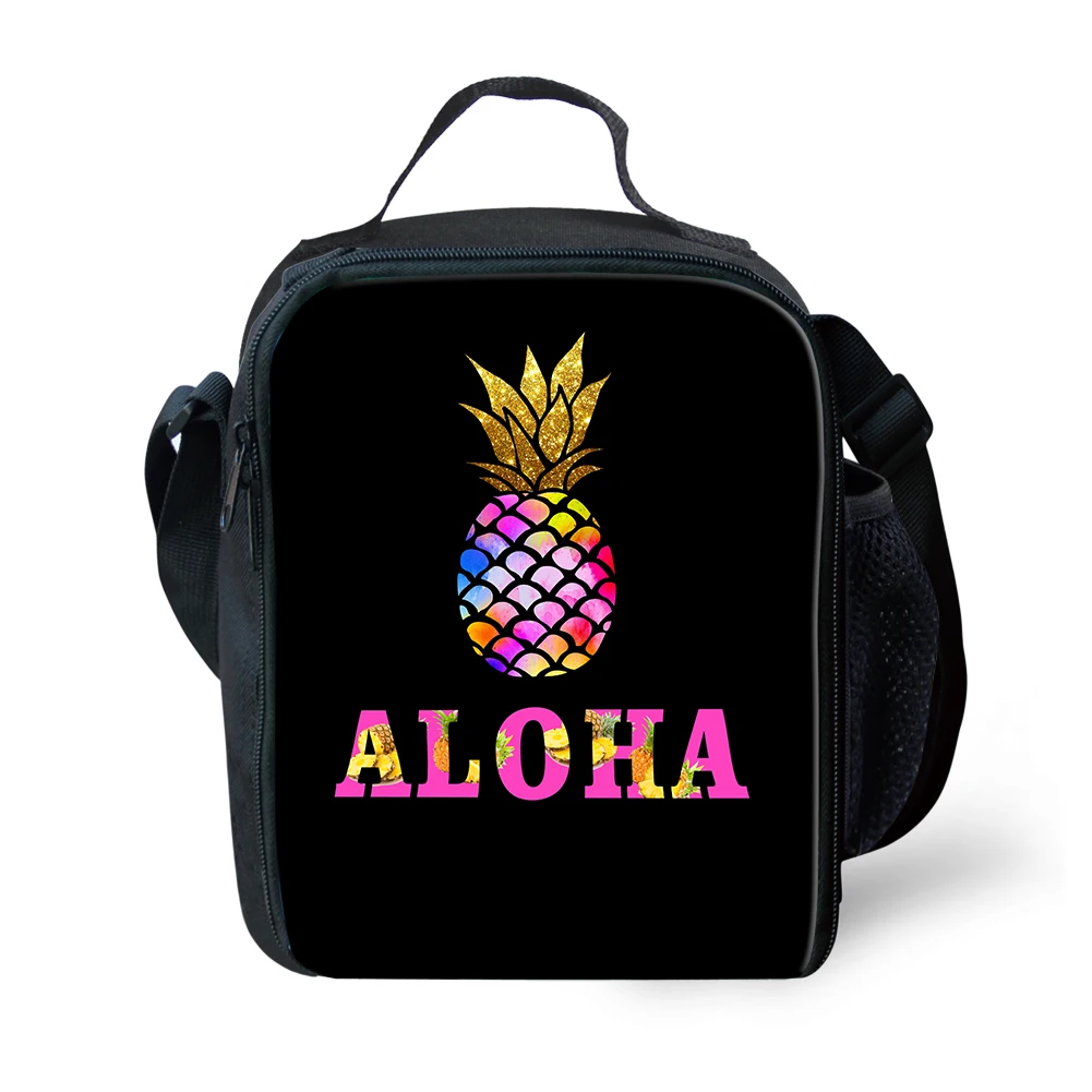 Verão das Crianças Aloha Abacaxi Totes Reutilizáveis Lanche Piquenique Isolado Almoço Bolsas Lancheira Térmica Escolar Infantil