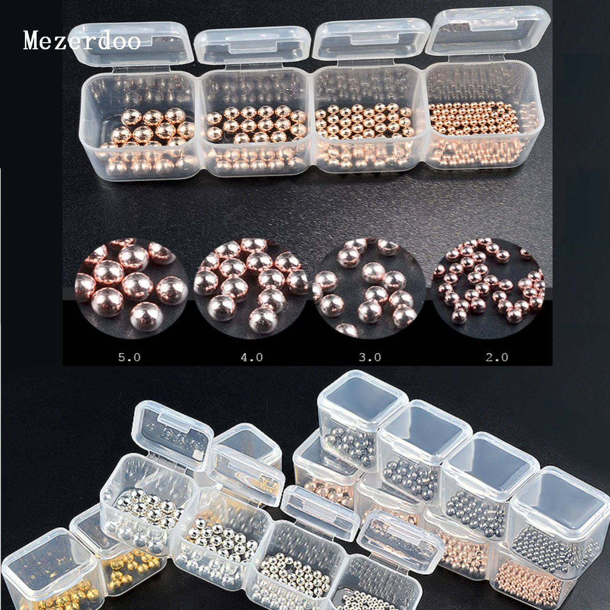

Mix Size Nail Art Rose Gold Silver Caviar Beads Kit Big Gel Polish Tip 3D Round Bead Jewelry Decoration Glitter Polish 2/3/4/5mm