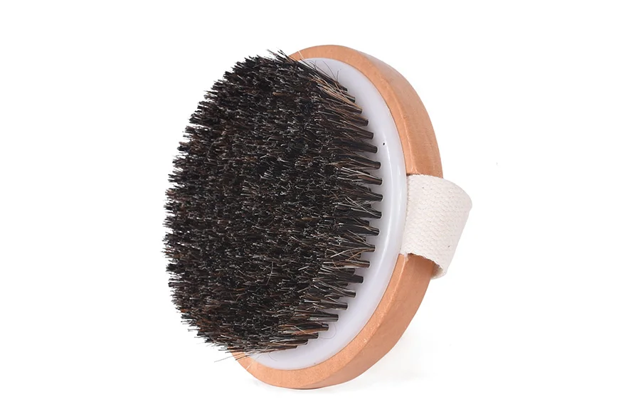 TREESMILE Dry Brushing Body Brush, Exfoliating Back Bath Brush for Shower with Natural Boar Bristle Brush Head Brush D30