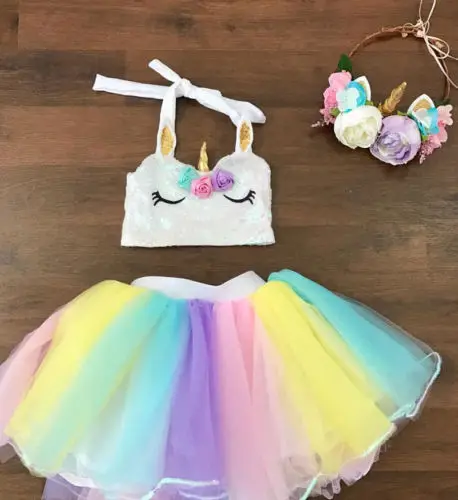 

2018 New Style Rainbow Mesh Skirts Kids Baby Girl Princess Tulle Tutu Skirt Children Summer Ballet Dancewear Fancy Skirt Costume