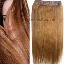 #8 chestnut brwon Full Head 1pcs full head set Brazilian Virgin remy human hair extensions clips in/on 26 colors available