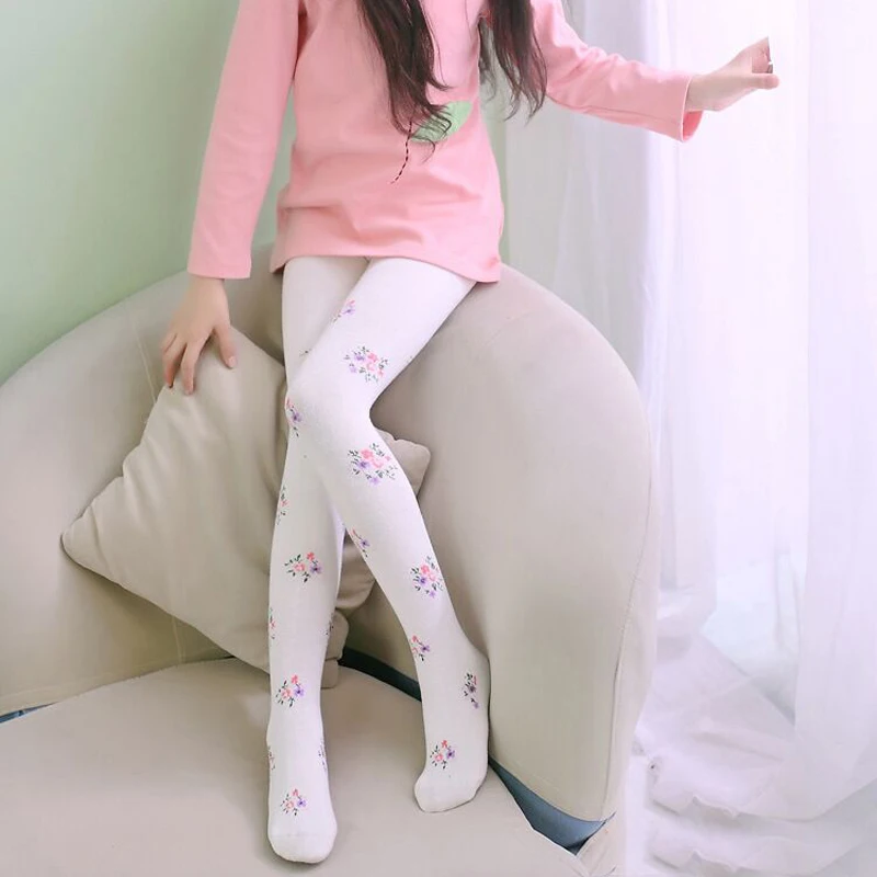 Spring/Autumn Kids Girls Cotton Tights Pantyhose Stockings Middle Child Floral