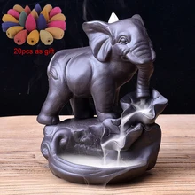 Курильница для благовоний горелка Бог слон фиолетовая глина+ 20 шт. пирамидки благовоний подарок курильница использование в офисе дропшиппинг