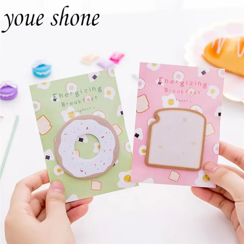 

2Pcs/lots Creative cartoon cute Memo Pads convenient N time stickers breakfast Message sticky notes Stationery Office Supplies