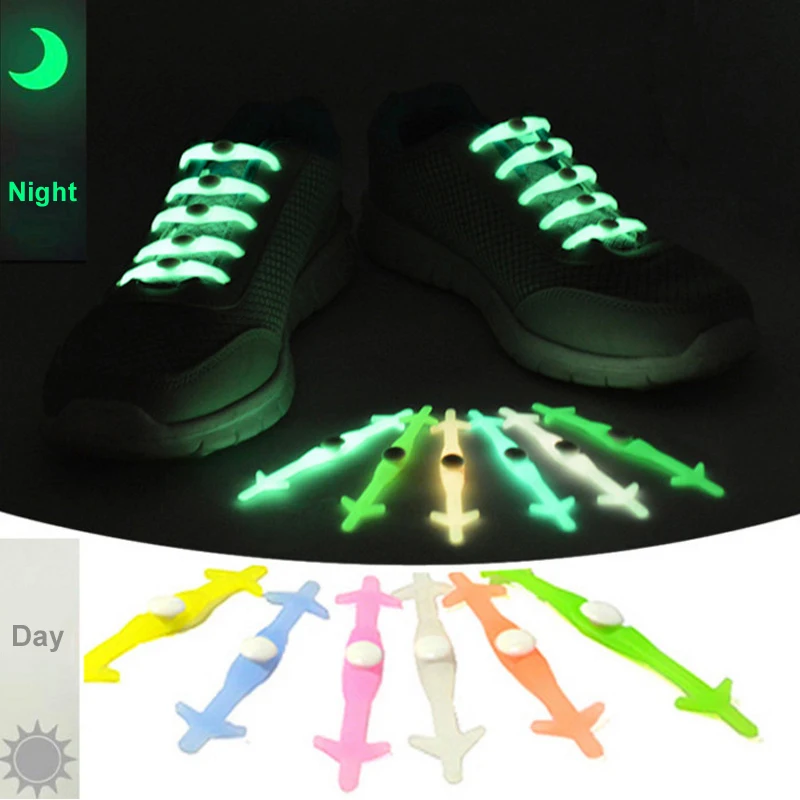 

12Pcs/Set luminous shoelaces Women Men Athletic Needn't to Tie Lazy Shoelaces Elastic silicone shoelaces All Sneakers Strap