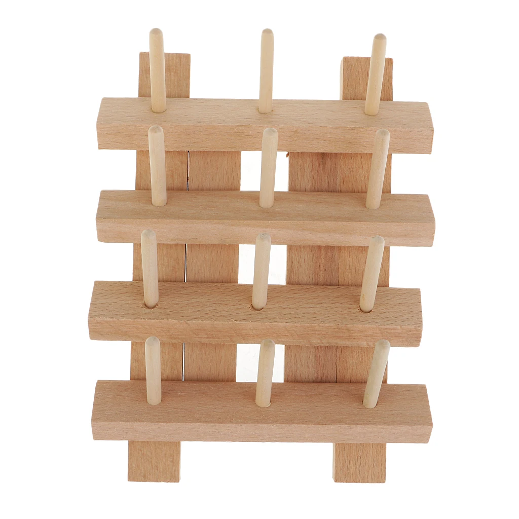 

12 Spool Wooden Bobbin Thread Rack Organizer Holder for Sewing Embroidery