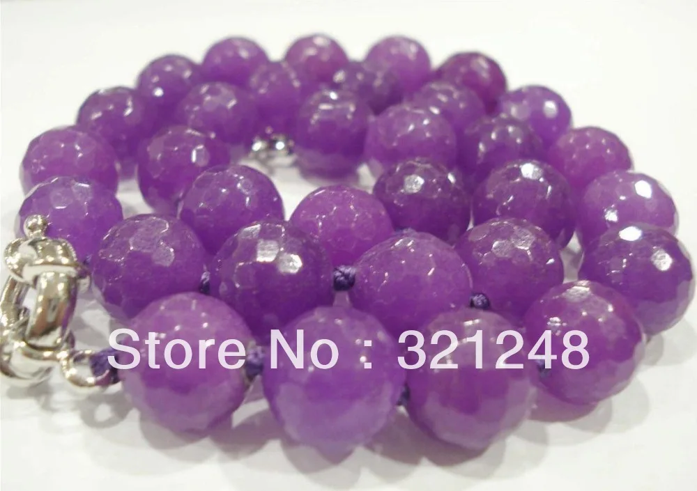 

Free shipping 12mm Purple Alexandrite Faceted Round Beads Chain Strand Necklace For Women High Grade Jewelry 18inch GE5337