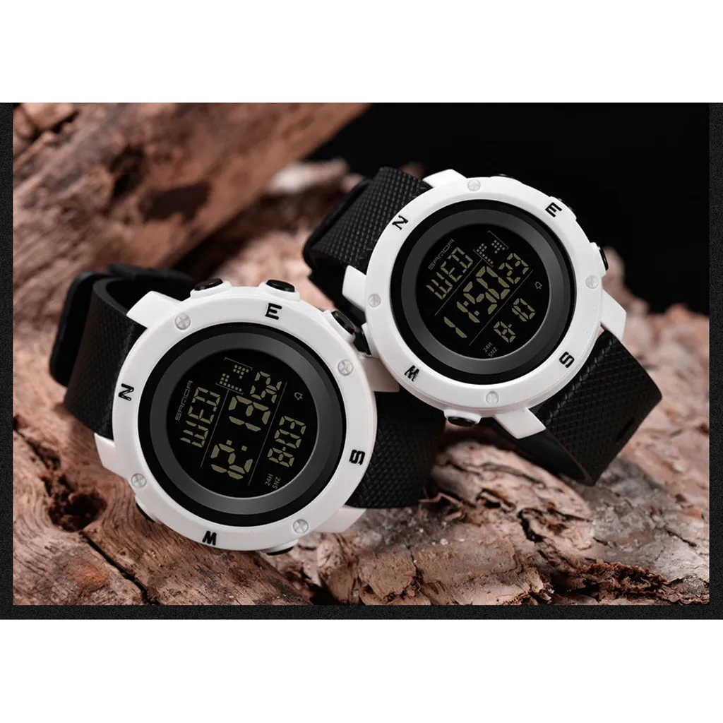 Модные трендовые водонепроницаемые часы для пары Новые повседневные цифровые спортивные часы с светодиодный подсветкой многофункциональные Молодежные наручные часы B1
