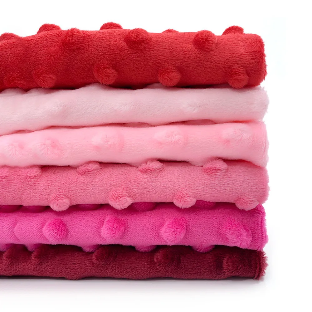 6 Pieces/lot Dot Embossed Minky Plush Fabric 45x45cm Polyester Super