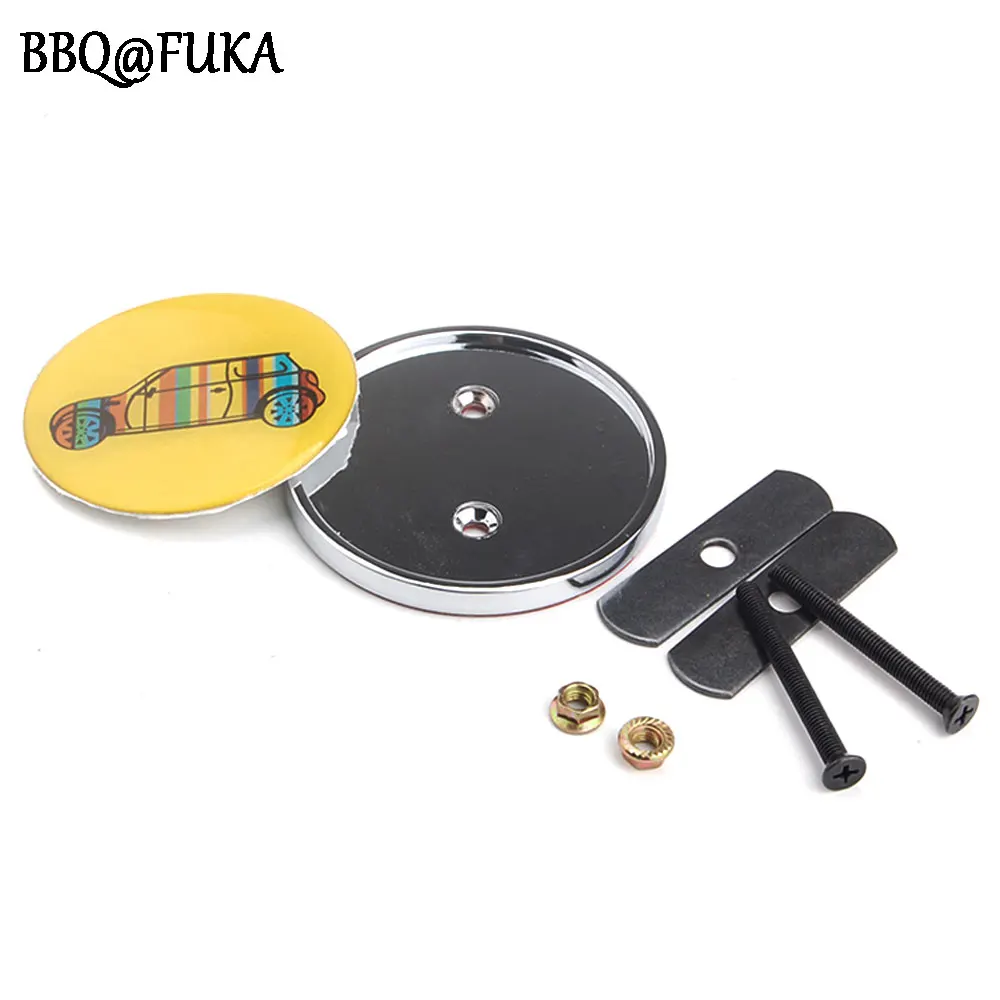

BBQ@FUKA Car Front Bumper Grille Decoration Grill Logo Emblem Badge Yellow Car Styling Stickers Aluminum Fit For Mini Cooper