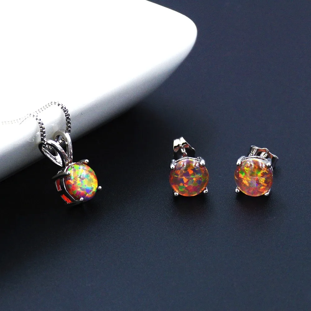 Черные/синие/розовые/красные/белые серьги гвоздики 8 мм с огненным опалом для