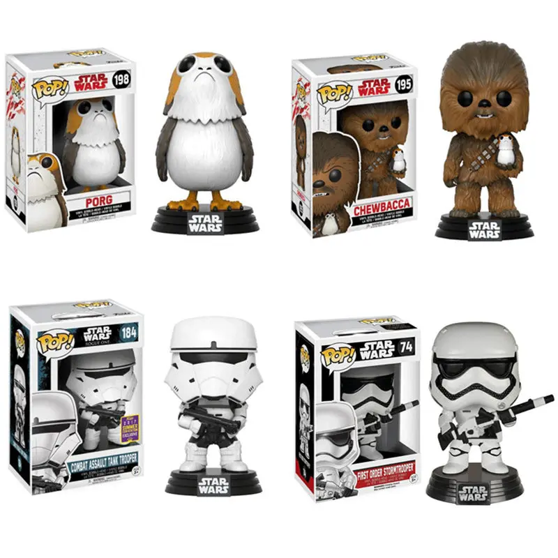 

FUNKO POP STAR WARS & PORG,CHEWBACCA,STORMTROOPER Vinyl Action Figure Collectible Model toys for Children Gift with retail box