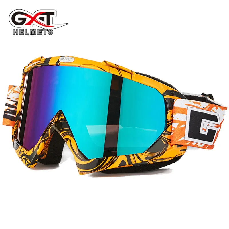 GXT moto cross moto rcycle очки ATV MTB DH ветрозащитное стекло для катания на лыжах мото велосипедные очки стеклянный шлем для беговых велосипедов - Цвет: orange black color