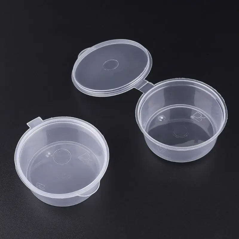 

10pcs Disposable Clear Plastic Sauce Chutney Cups Slime Storage Container Box With Lids 45ml