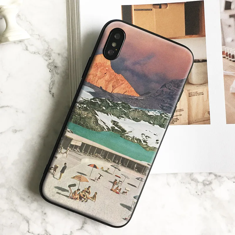 

Retro aesthetic collage art coque Soft Silicone Phone Case Cover Shell For Apple iPhone 5 5s Se 6 6s 7 8 Plus X XR XS MAX