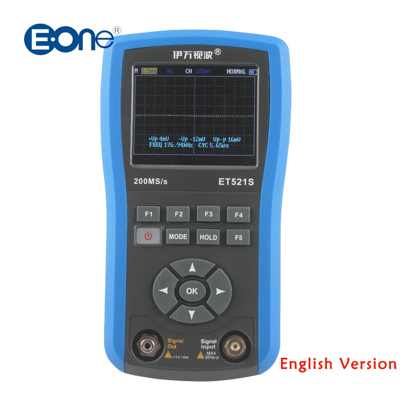 

ET521S Handheld Oscilloscope Scope Meter 50MHz 200MSa/s Function Signal Waveform Generator 156KHz 2in1TFTLCD Li-battery