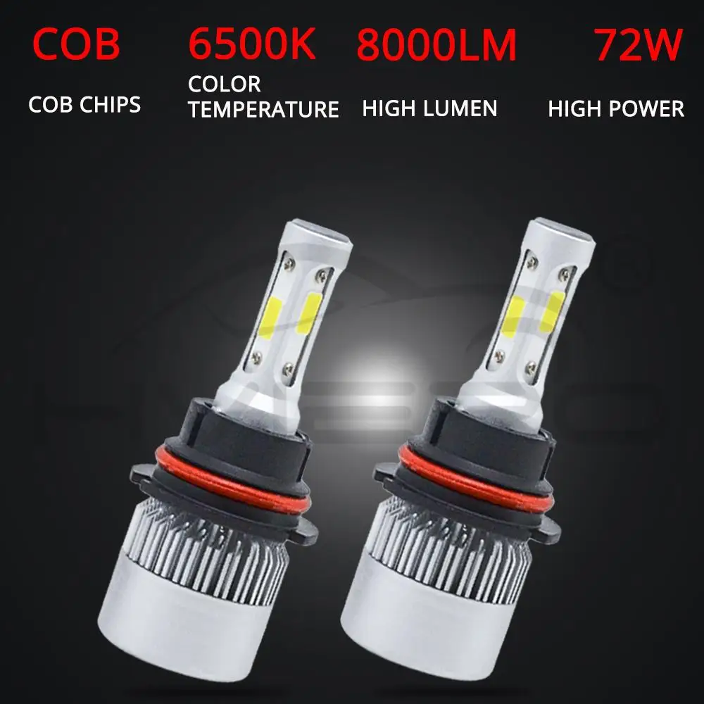 2X Автомобильные фары Противотуманные 9007 HB5 Hi Lo дальнего ближнего света S2 COB IP67