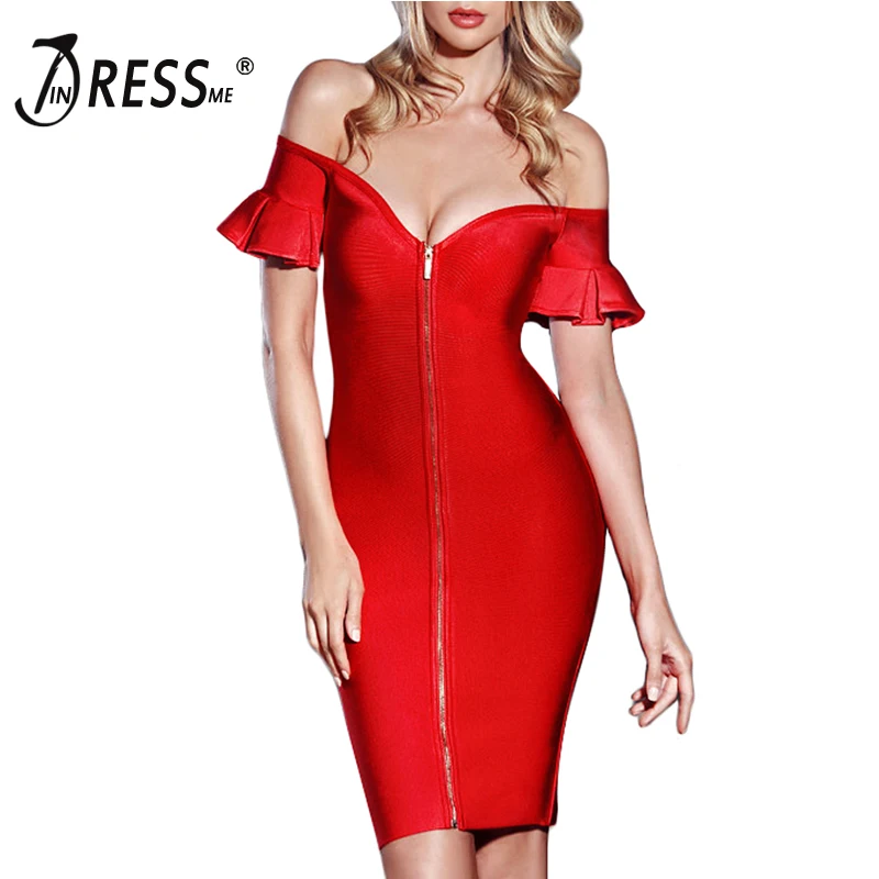INDRESSME 2019 женское Новое модное платье с открытыми плечами и v образным вырезом