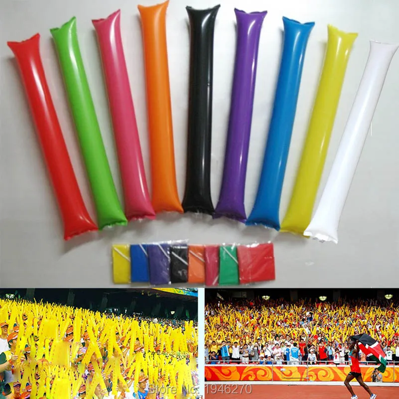 

10 pairs/lot Game activities cheer supplies PE balloon Sing competition air inflatable pong bong stick Good quality 9 colors