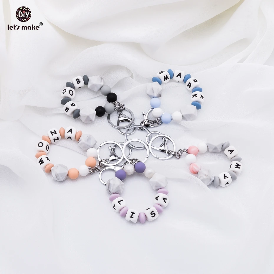 

Let's make Beads Chain Personalized Calendar ChainKey Women Bag Charm Key Ring Pendant Baby Custom BPA Free Silicone Keychain