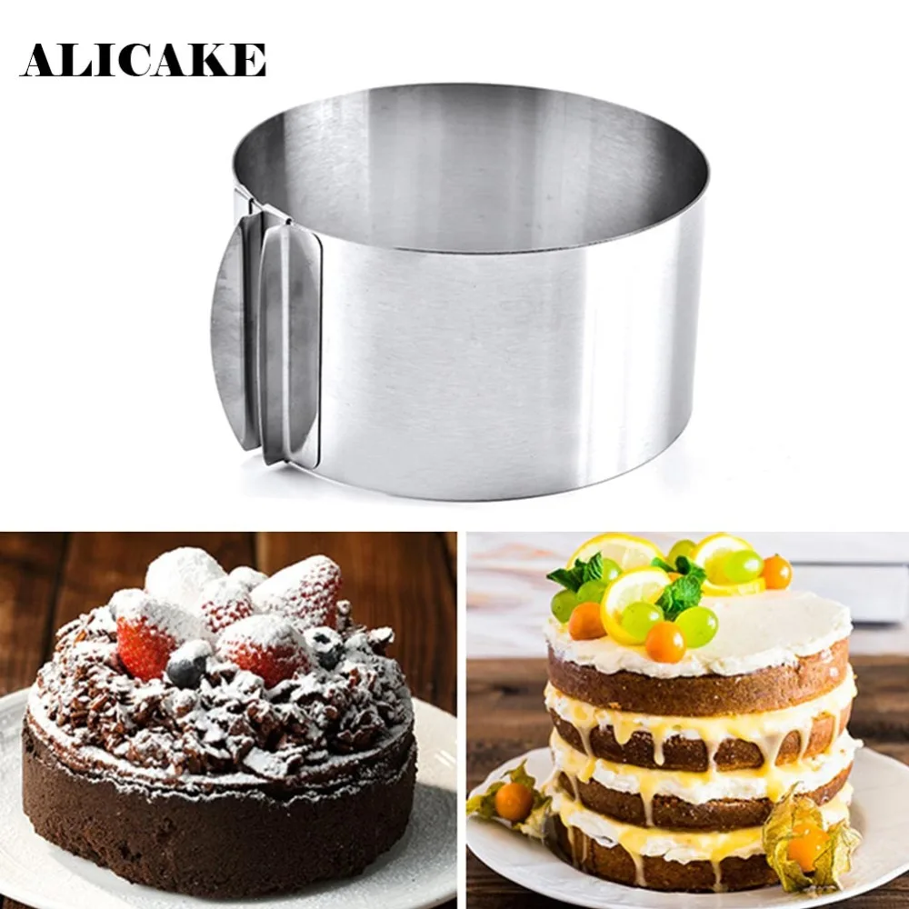 

Stainless Steel Adjustable Cake Mold 16.2*16.2*8.8Cm Mousse Moulds Bakeware Pastry Tools Ring Taart Standaard Baking Tools