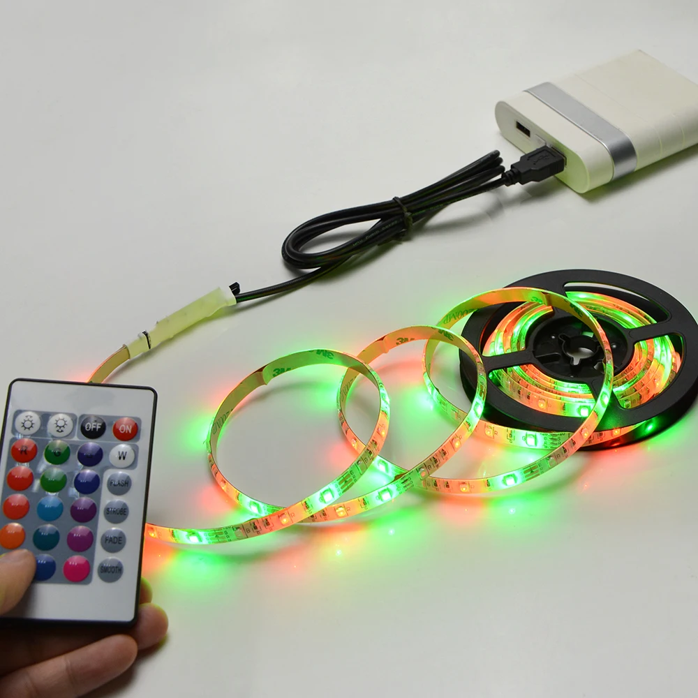USB кабель питания RGB светодиодный светильник 5 в светодиодный светильник для шкафа Гибкая гирлянда для кухни Настольный ПК ТВ фоновый декор с пультом дистанционного управления