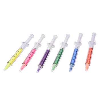 

6x Illuminated Marker Syringe Highlighter Pen Watercolor Medical stationery