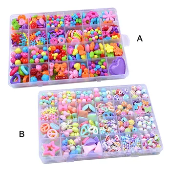 

24-Grid Plastic DIY Beads Set Kit Early Educational Toy for Kids Children Boys Girl Bracelet Necklace Hair Hoop Making