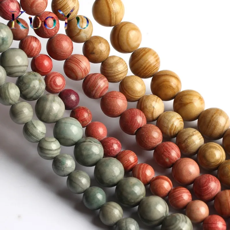 

Natural Stone Brown Red Wood Stripes Beads Round Loose Spacer Beads For Jewelry Making 15"strand 8mm 10mm Diy Bracelet Necklace