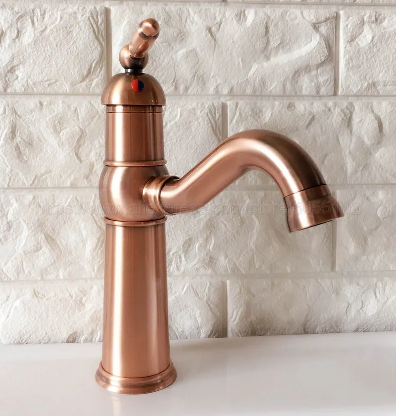 Antique Red Copper Single Handle Kitchen Tap Single Hole Handle Swivel 360 Degree Water Mixer Tap Mixer Tap znf389