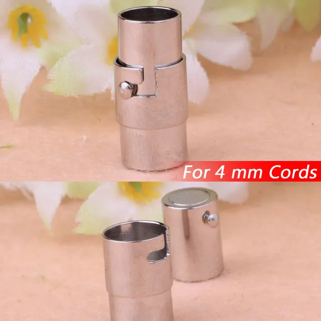 

Metal End Magnetic String Great Clasps Buckles Fashion For 4mm Leather Cords Jewelry Necklace Bracelet Components Rhodium Plated