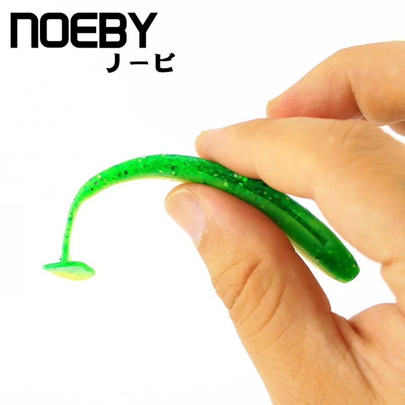 NOEBY 6 шт./лот Мягкая приманка на окуня Т образный хвост червь высокое качество