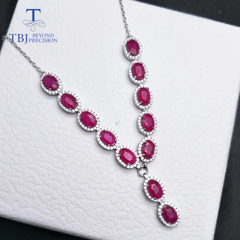 شراءTBJ ، الطبيعية روبي البيضاوي 4*6 مللي متر 7.95ct ، S925 فضة نوبل تصميم قلادة و قلادة ، أفضل هدية للنساء الفتيات سيدة ، المشاركة هدية ارتداء