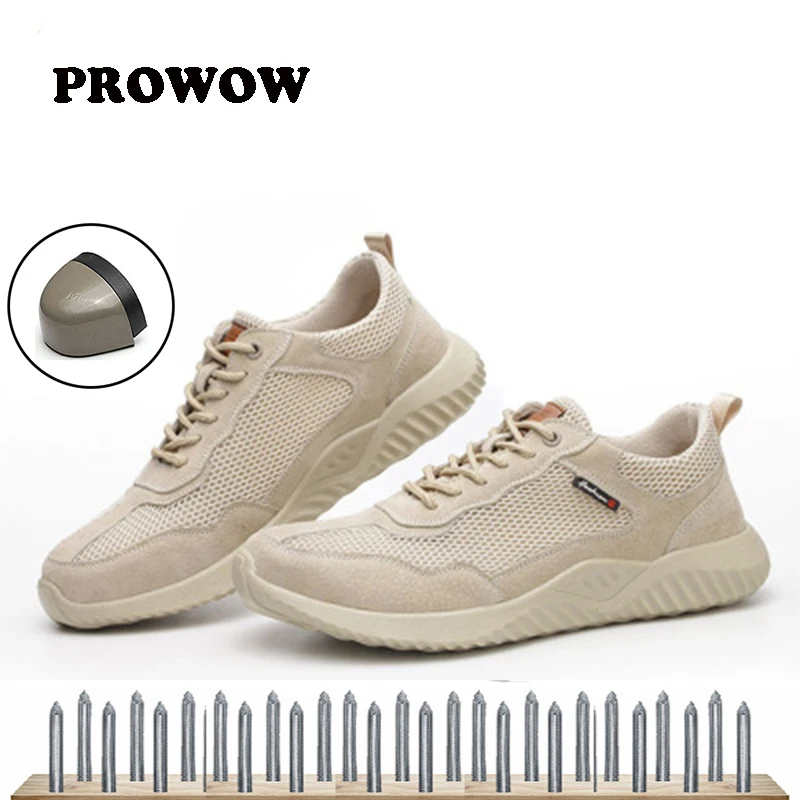 

2019 New brand summer lightweight steel toecap men women work & safety boots breathable male female casual shoes plus size 37-45