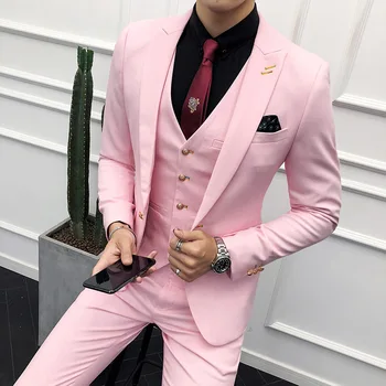 Trajes rosados para Hombre, para Hombre vestido De boda, Trajes rojos, Trajes blancos De Hombre, traje Traje púrpura esmoquin negro para Hombre 2019