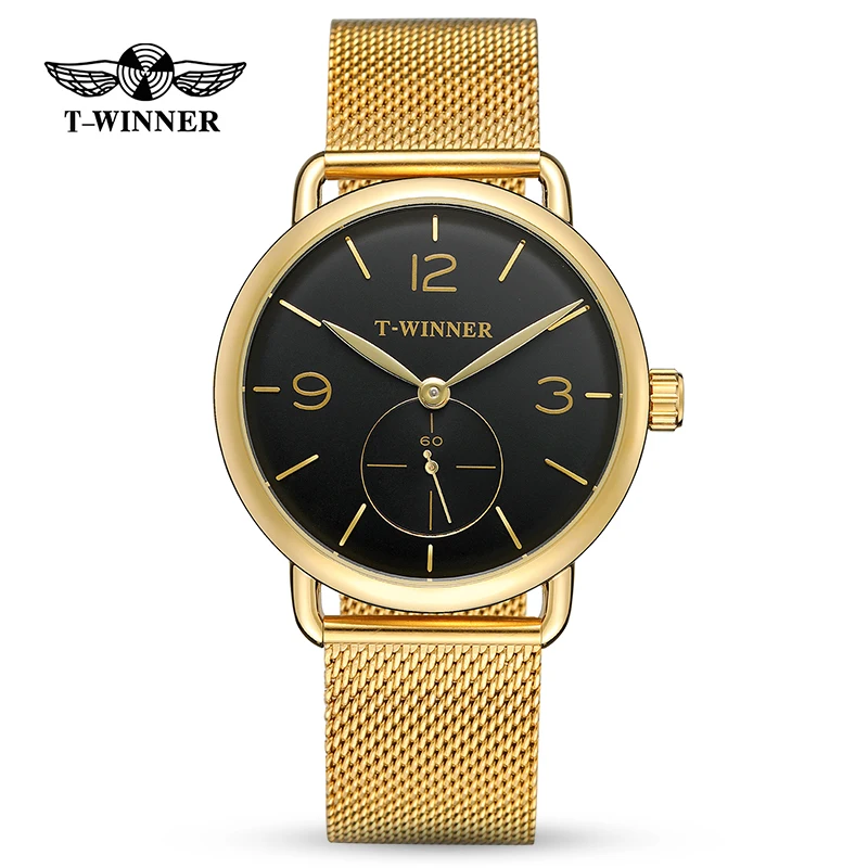

Men Mechanical Watch Luxury Gold Black Skeleton Round Dial Analog Automatic Mechanical Watches Men Fashion Business Style Watch