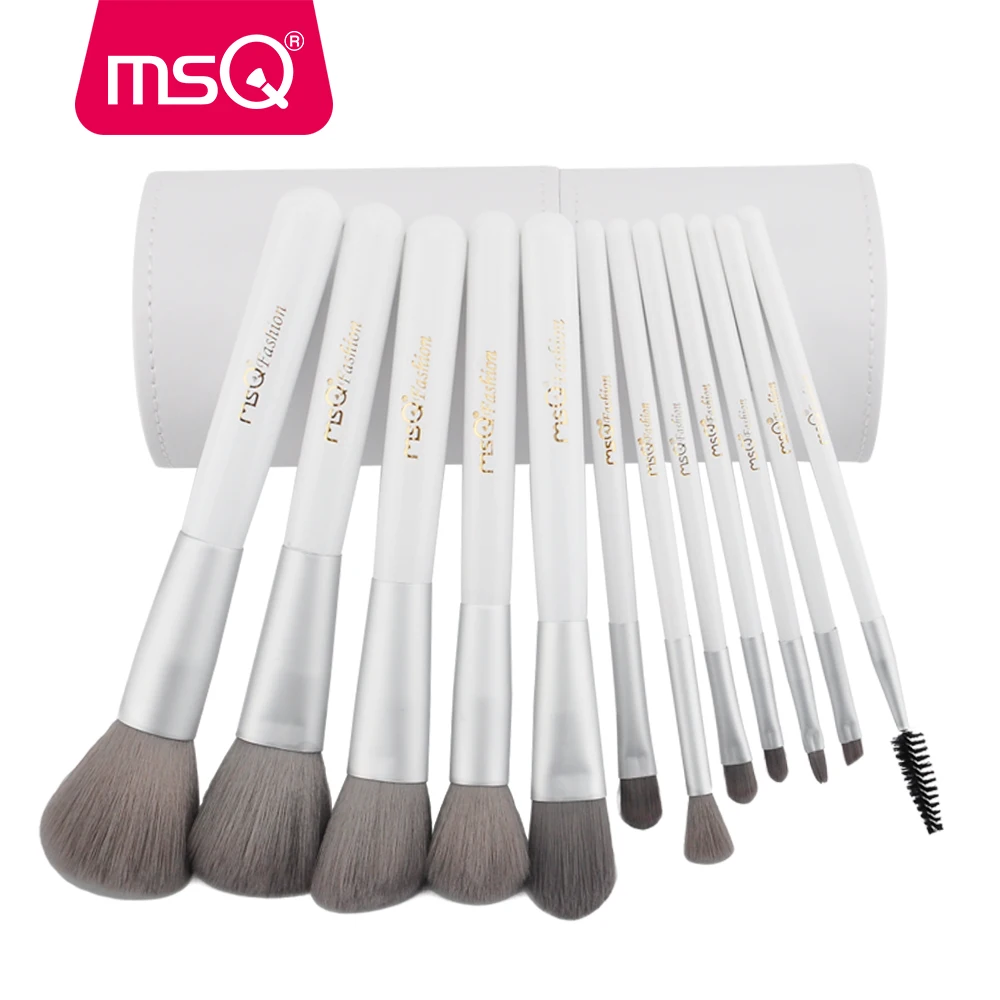

MSQ Pro 12pcs Professional Makeup Brushes Set Powder Foundation Eyeshadow Eyeliner Lip Charcoal Fiber Brush Tool With Cylinder