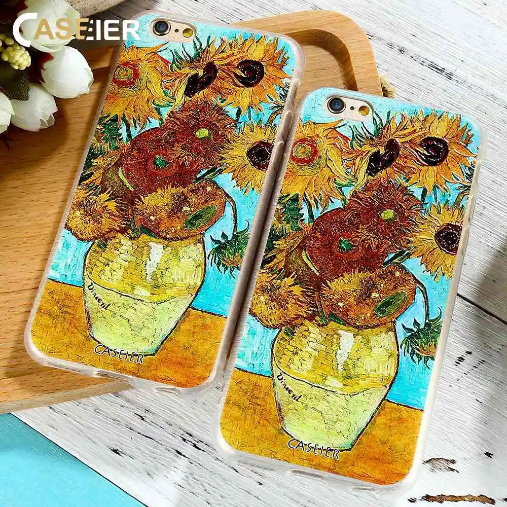 CASEIER Винсент Ван Гог Подсолнечное Масло Картина Задняя Крышка чехол на айфон 5s 5 SE