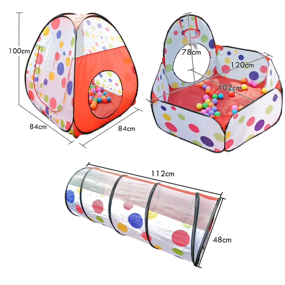 3 шт./компл. складной бассейн-трубка-вигвама детская игровая палатка дом младенцы дети ползают туннель из труб Игровая палатка океан мяч