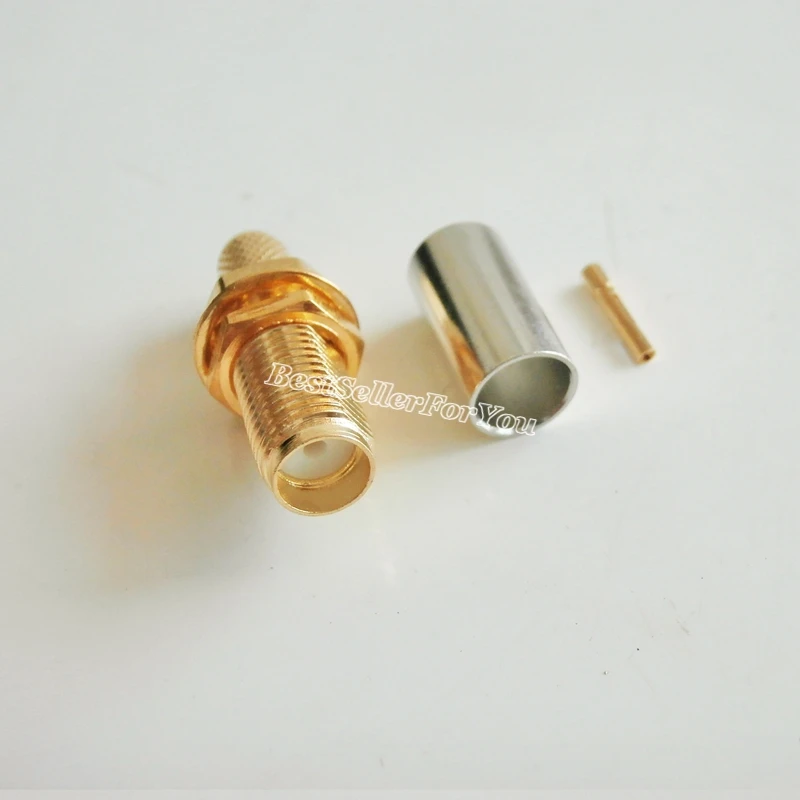 10 шт. SMA разъем Jack переборки обжимной для RG58 LMR195 RG142 кабель Goldplated ptfe