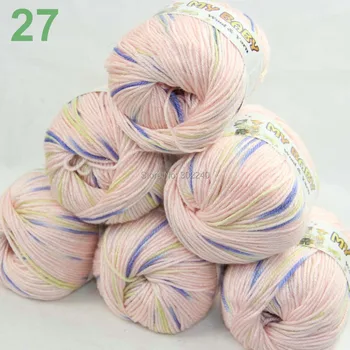 

LOT of 6 Skeins x 50gr DK Silk wool cashmere BABY Hand Knitting Yarn Pink blue 27